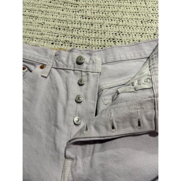 NWT Levis 501 Crop Jeans Womens 29 x26 Light Lilac Purple Raw Hem Straight Leg - Picture 14 of 14